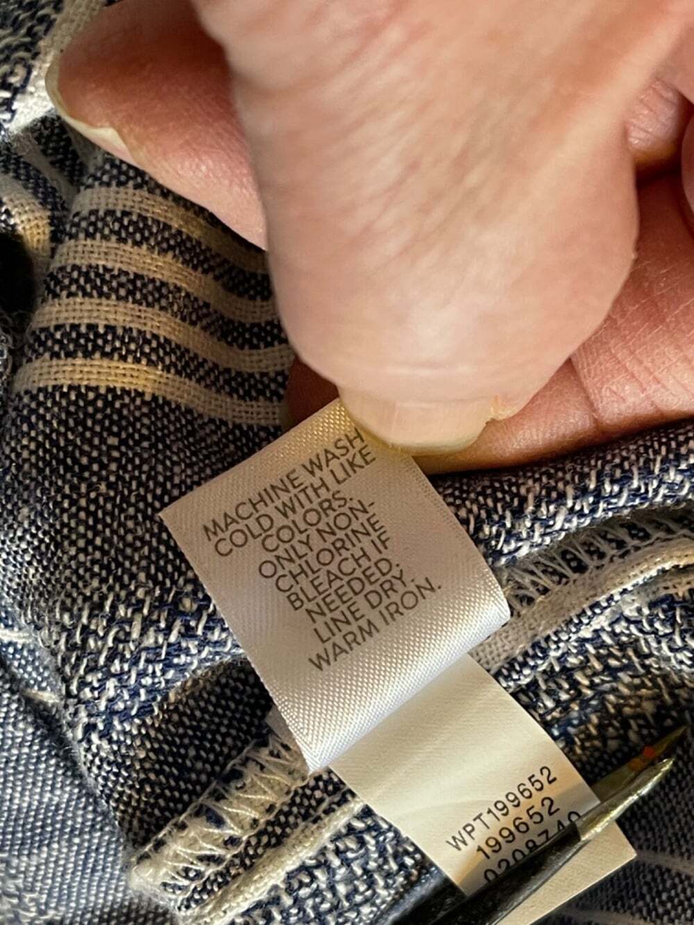 J. Jill Pants Blue And White Striped Cropped Wide Leg Linen Blend Size PS button - Picture 6 of 8